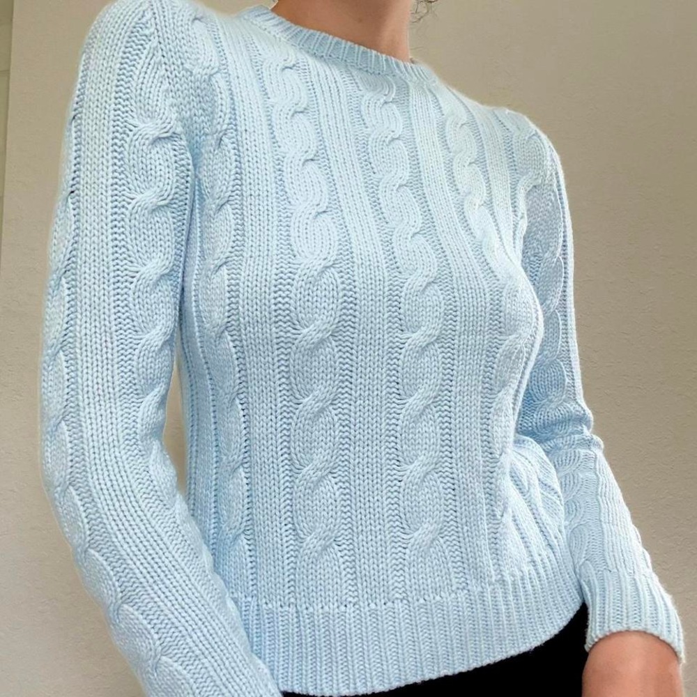 Vintage 90s baby blue cable knit sweater from Express World Brand